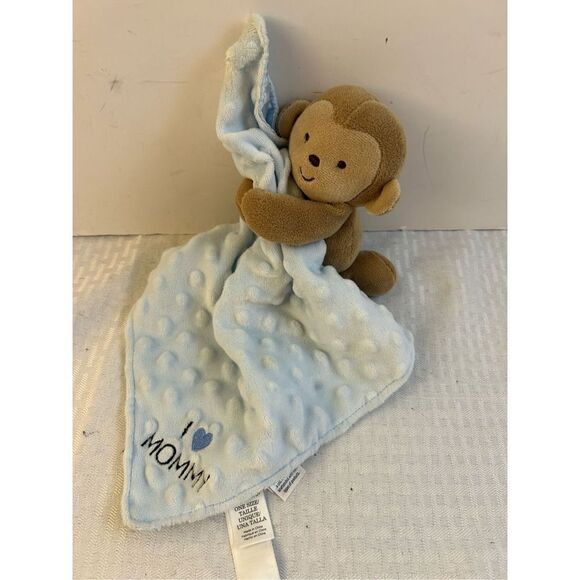 Carters child of mine I love mommy blue textured silky plush monkey replacement - Picture 2 of 5